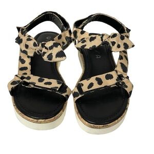 Unisa Unbessa Leopard Fabric Strap Low Platform Strap Sandals Sz 10